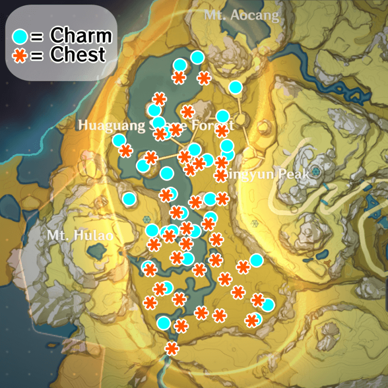 Path of Stalwart Stone Moonchase Charm and Mystmoon Chest Locations Map: